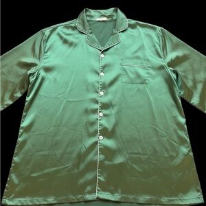 Women's Green Satin Pajama Top
